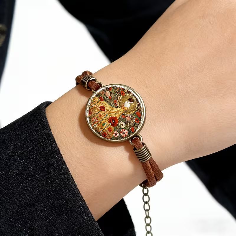 Vintage 2D Flat Pattern Fashion Bracelet, Anniversary Gift